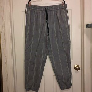 Green plaid track pants